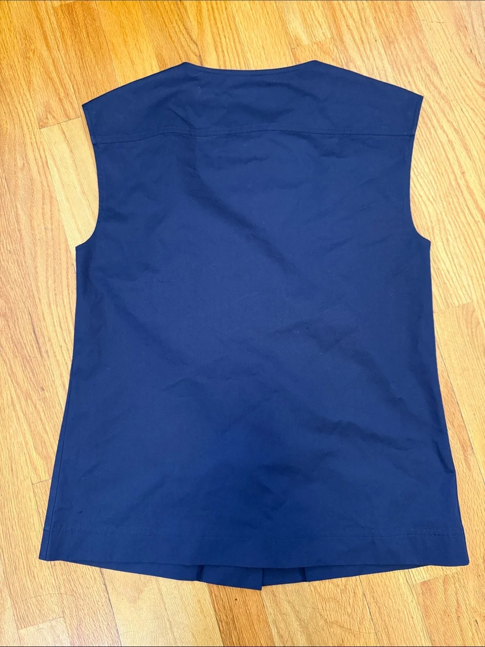 Tory Burch Navy Sleeveless COTTON POPLIN BUTTON TOP